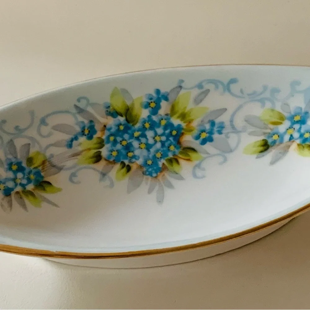 Nippon Hand-Painted Relish Dish Beautiful Floral Scene 9